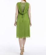 پیراهن مجلسی بارداری سبز حریر مدل پشت کار شده - Image 2