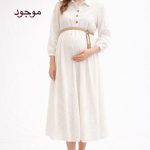 پیراهن بارداری مجلسی خامه‌دوزی مدل کمر کنفی (دورنگ)