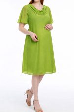 پیراهن مجلسی بارداری سبز حریر مدل پشت کار شده