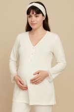 ست راحتی بارداری و شیردهی دانتل‌دار (نخ و پنبه)