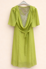 پیراهن مجلسی بارداری سبز حریر مدل پشت کار شده - Image 3