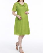 پیراهن مجلسی بارداری سبز حریر مدل پشت کار شده - Image 4